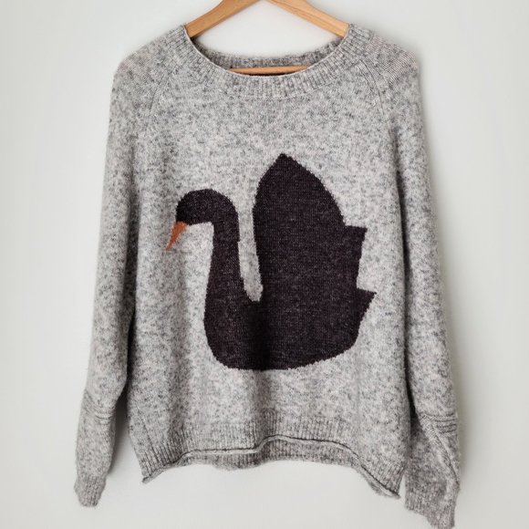 Anthropologie Folk By Hansel From Basel Swan Wood Blend Sweater Small - Picture 2 of 9